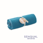 Serviette SEAQUAL® en coton et polyester recyclés 500 g/m² 70x140cm couleur turquoise