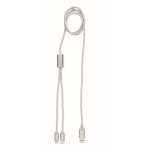 Câble de charge de 120 cm de long à 3 raccordements différents couleur argenté