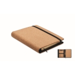 Conférencier A5 pliable en liège avec 96 pages rayées et stylo couleur beige