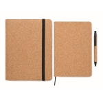 Conférencier A5 pliable en liège avec 96 pages rayées et stylo couleur beige troisième vue