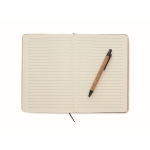 Conférencier A5 pliable en liège avec 96 pages rayées et stylo couleur beige septième vue
