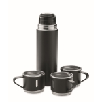 Thermos stop-gouttes en inox de 420 ml et 3 gobelets de 150 ml couleur noir deuxième vue