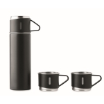 Thermos stop-gouttes en inox de 420 ml et 3 gobelets de 150 ml couleur noir troisième vue