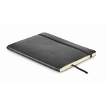 Carnet A5 en PU recyclé avec ruban marque-page et pochette intérieure couleur noir