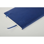 Carnet A5 en PU recyclé avec ruban marque-page et pochette intérieure couleur bleu deuxième vue