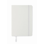 Carnet A5 en PU recyclé avec ruban marque-page et pochette intérieure couleur blanc quatrième vue