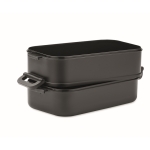 Boîte à lunch en PP recyclé 2 étages à couvercle hermétique 800ml couleur noir troisième vue