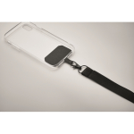 Lanyard en polyester avec attache de sécurité pour le téléphone couleur noir troisième vue photographique