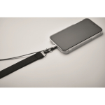 Lanyard en polyester avec attache de sécurité pour le téléphone couleur noir quatrième vue photographique