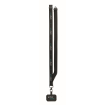 Lanyard en polyester avec attache de sécurité pour le téléphone couleur noir vue principale