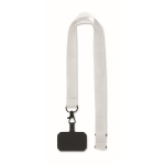 Lanyard en polyester avec attache de sécurité pour le téléphone couleur blanc