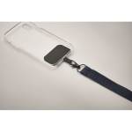 Lanyard en polyester avec attache de sécurité pour le téléphone couleur bleu marine troisième vue photographique