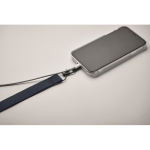 Lanyard en polyester avec attache de sécurité pour le téléphone couleur bleu marine quatrième vue photographique