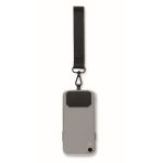 Bracelet lanyard en polyester avec attache de sécurité pour téléphone couleur noir troisième vue