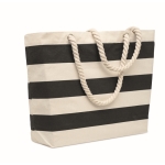 Sac de plage en coton rayé avec anses en corde 220 g/m² couleur noir