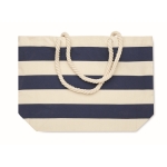 Sac de plage en coton rayé avec anses en corde 220 g/m² couleur bleu deuxième vue