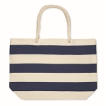 Sac de plage en coton rayé avec anses en corde 220 g/m² couleur bleu troisième vue
