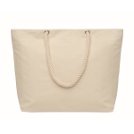 Sac de plage isotherme en coton uni avec anses en corde 220 g/m² couleur beige deuxième vue
