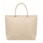 Sac de plage isotherme en coton uni avec anses en corde 220 g/m² couleur beige troisième vue