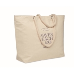 Sac de plage isotherme en coton uni avec anses en corde 220 g/m² couleur beige vue principale