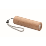 Lampe de poche en bois rechargeable avec 3 modes d'éclairage 5W couleur bois
