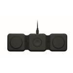 Station de charge sans fil pliable en ABS avec 3 points de charge 15 W couleur noir
