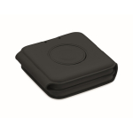 Station de charge sans fil pliable en ABS avec 3 points de charge 15 W couleur noir troisième vue