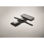 Station de charge sans fil pliable en ABS avec 3 points de charge 15 W couleur noir vue thématique photographique