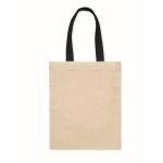 Mini sac cadeau en coton avec des anses courtes colorées, 140 g/m² couleur noir deuxième vue