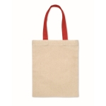 Mini sac cadeau en coton avec des anses courtes colorées, 140 g/m² couleur rouge deuxième vue