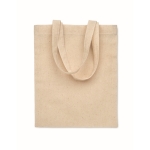 Mini sac cadeau en coton avec des anses courtes colorées, 140 g/m² couleur beige
