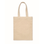 Mini sac cadeau en coton avec des anses courtes colorées, 140 g/m² couleur beige deuxième vue