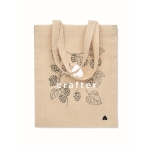 Mini sac cadeau en coton avec des anses courtes colorées, 140 g/m² couleur beige vue principale