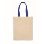 Mini sac cadeau en coton avec des anses courtes colorées, 140 g/m² couleur bleu roi deuxième vue