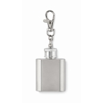 Porte-clés mini flasque en acier inoxydable d'une capacité de 28 ml couleur argenté