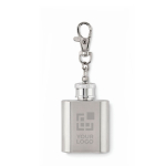 Porte-clés mini flasque en acier inoxydable d'une capacité de 28 ml vue avec zone d'impression