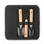 Set de 3 outils de jardinage dans une pochette en feutre RPET couleur noir