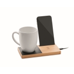 Chargeur station sans fil en bambou et chauffe-tasse 15W couleur bois deuxième vue