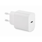 Chargeur rapide et adaptateur mural UE à 2 pôles et connexion type-C couleur blanc