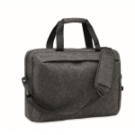 Sacoche pour ordinateur 15'' en feutrine RPET à bandoulière amovible couleur gris foncé