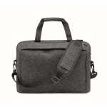 Sacoche pour ordinateur 15'' en feutrine RPET à bandoulière amovible couleur gris foncé deuxième vue