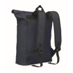 Sac à dos roll top pour ordinateur 15'' en polyester couleur bleu troisième vue