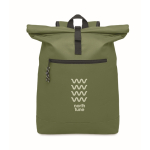 Sac à dos roll top pour ordinateur 15'' en polyester couleur vert militaire vue principale