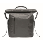Sac à dos roll top étanche 30L en polyester avec zip frontal couleur gris foncé
