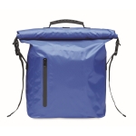 Sac à dos roll top étanche 30L en polyester avec zip frontal couleur bleu roi