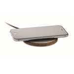 Chargeur sans fil circulaire en bois d'acacia 15W couleur noir troisième vue