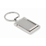 Porte-clés rectangulaire en métal convertible en support téléphone couleur argenté