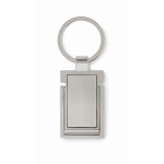 Porte-clés rectangulaire en métal convertible en support téléphone couleur argenté cinquième vue