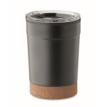 Gobelet à emporter en acier inoxydable avec base en liège 300 ml couleur noir