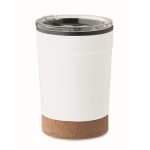 Gobelet à emporter en acier inoxydable avec base en liège 300 ml couleur blanc